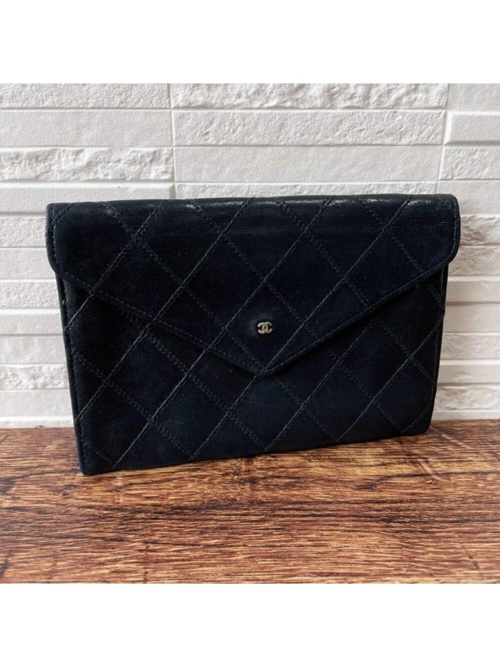 Chanel Bicolor Quilted Mini CC Logo Card Case Black